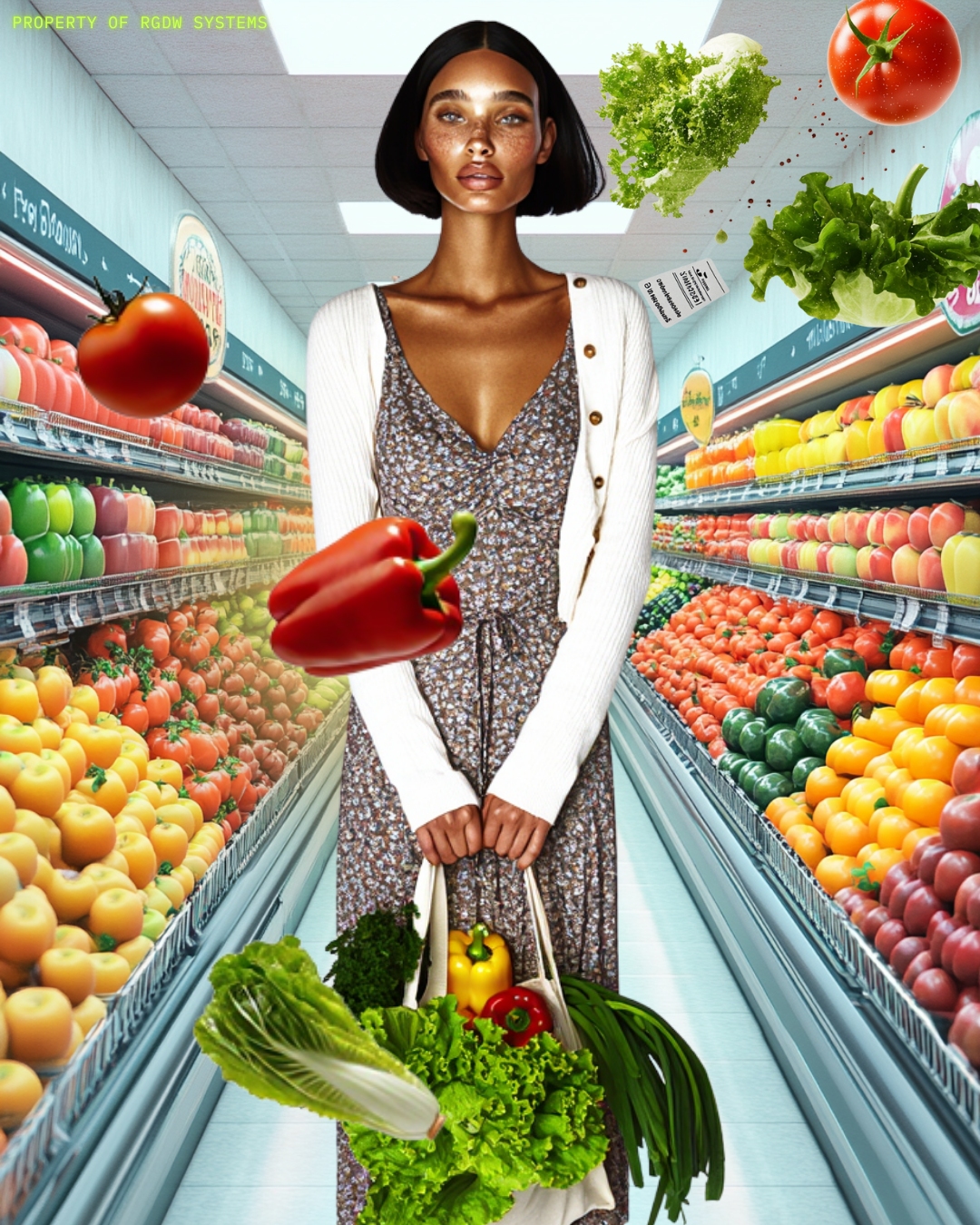 AI portrait with static robotic gaze